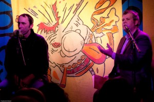 Will Self and Matthew De Abaitua at the Excess Express night at the Enterprise, Chalk Farm