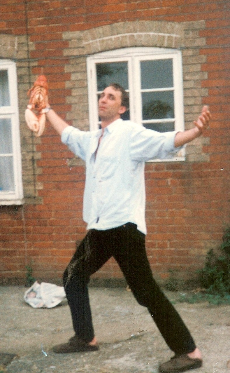 Will Self poses with lobster